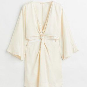 Plus Size Cream Knot Cut-Out Dress (XXL)